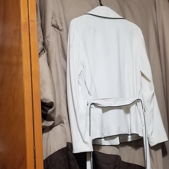 White Suit Jacket with Black Piping